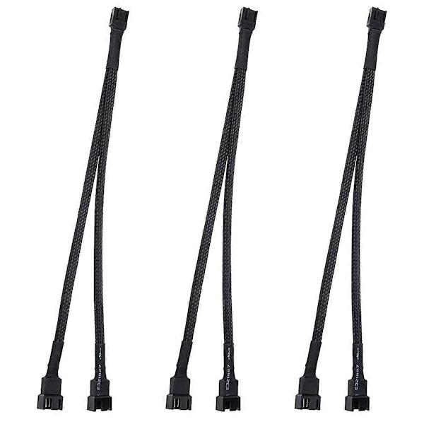3 stk. PWM-blæsersplitterkabel 2-vejs 4-pin Y-sleeved forlængerstrømkabel