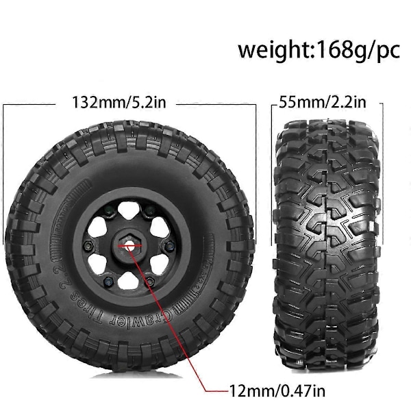 Rengassarja 1/10 RC Crawler -autoille Axial SCX10 Wraith RR10 Capra, valkoinen