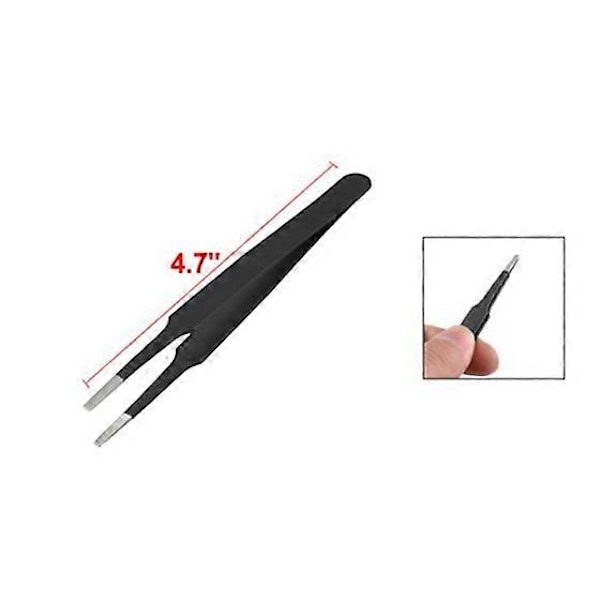 Antistaattiset litteät neliökärkiset ruostumattomasta teräksestä valmistetut suorat pinsetit 12 cm pitkät, musta