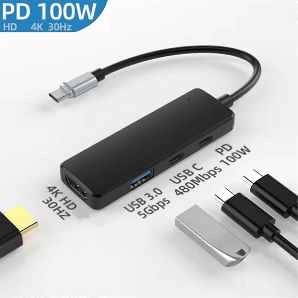 Type C HUB Dock USB C Hub till 4K -Kompatibel USB 3.0 Adapter