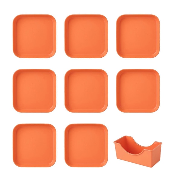 8 st Lätta Plasttallrikar Okrossbara Återanvändbara Mattallrikar Diskmaskinsäkra Färgglada Tallrikar för Kök Vardag Campingtallrikar Orange Square