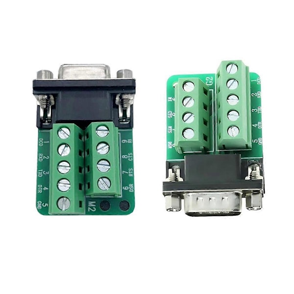 RS232 D-SUB Seriell till 2 Rad 9Pin Port Terminal Adapter Breakout Board