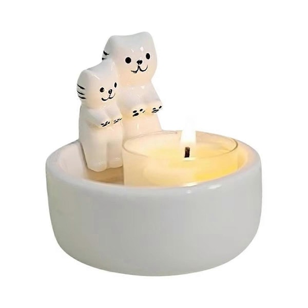 Keramisk Katt Ljusstake Söt Galler Katt Aromaterapi Ljusstake Vardagsrum Skrivbordsdekoration Födelsedagspresent Ornament