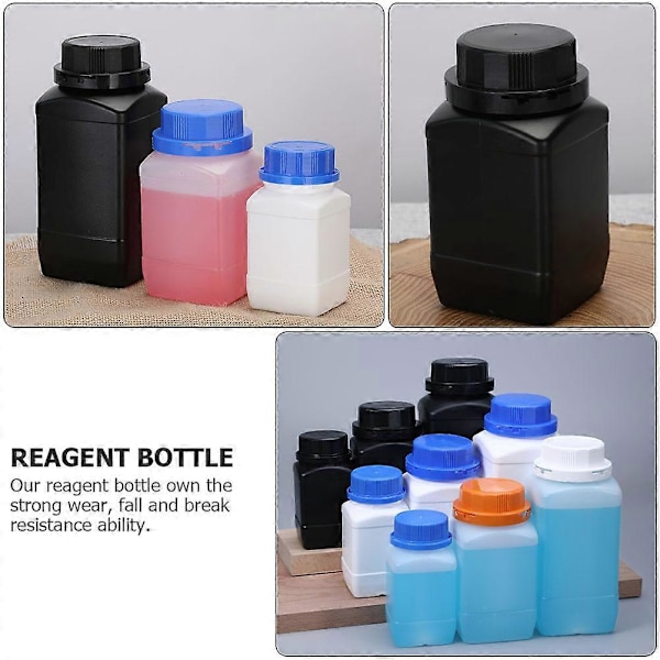 2st 1000ml Kemiska Reagensflaskor Plast Bred Mun Reagens Flaska