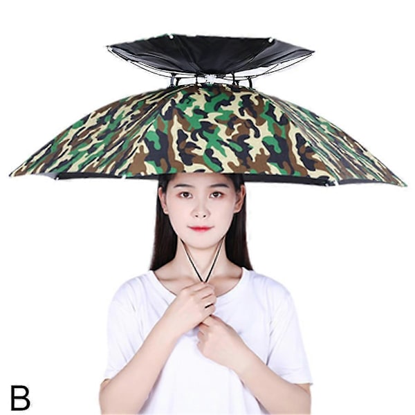 Paraplyhatt Hopfällbar Justerbar Sol Regn Keps UPF 50+ UV-skydd Camo