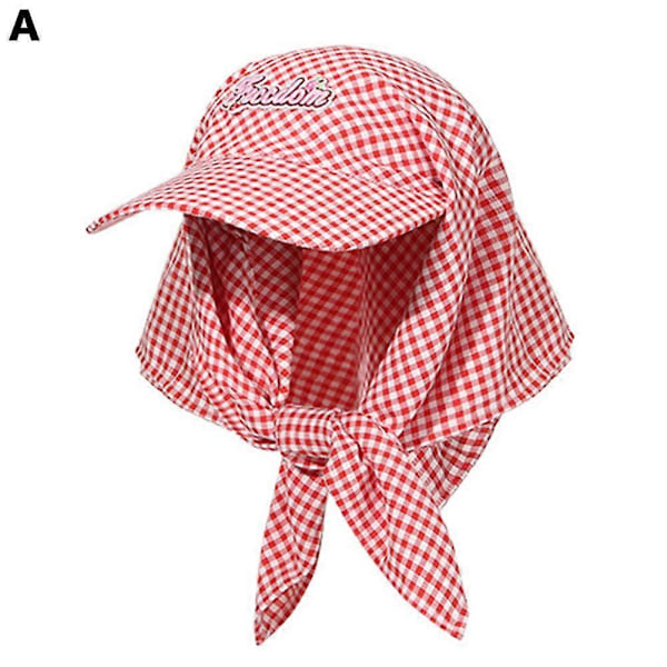 UV Solskydd Rutig Turban Hatt Basebollkeps Solhatt Red