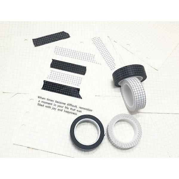 10 rullar rutigt washi-tejp set självhäftande papper maskeringstejper bredd klibbig papperstejp för DIY scrapbooking hantverk dekor etiketter konst bokdesign