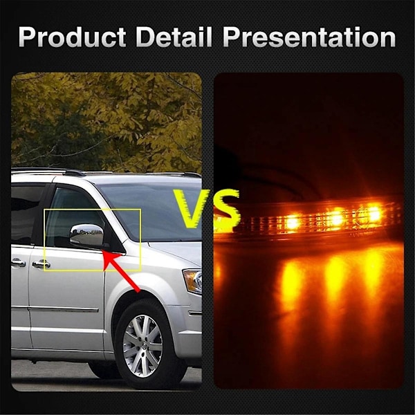 Bil Backspegel Blinkers Höger Sida Spegel LED Blinkerslampa för Grand Caravan 68052078AB