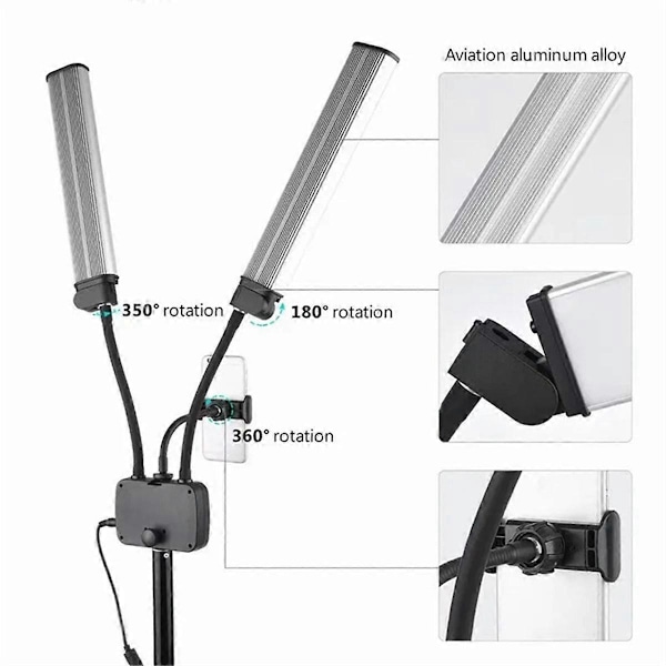 Dubbla Armar LED Fyllnadsljus Dimbar Skönhet LED-lampor 2700K-5600K EU-kontakt