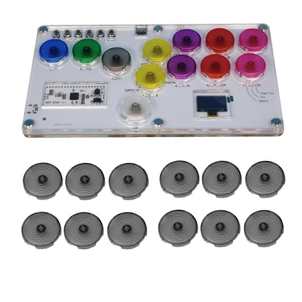 RP2040 Fighting Keyboard+12PCS Tangenter för Joystick 6 Tekken Spel Täckt Punk B