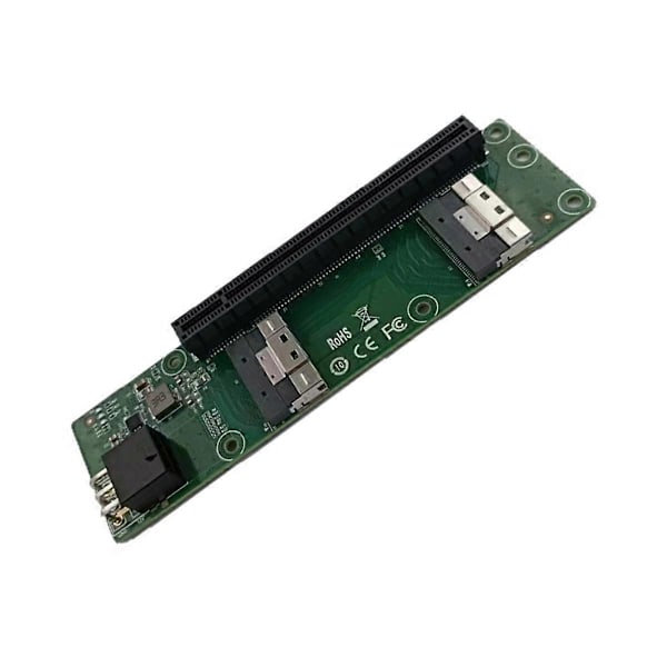 PCIe 5.0 X16 - MCIO 8i -sovitinkortti, 2-porttinen SFF8654 X8 - PCIe X16 -paikkainen nousukortti PCIe 5.0