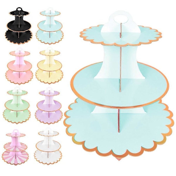 3-Vånings Cupcake Dessert Pappersställ Display Rack Födelsedag Bröllop Festtillbehör Rose Red Lace Edge