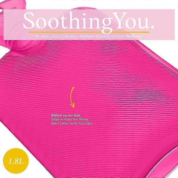 Varmvattenflaska 1,8L Klassisk Premium, för Smärtlindring, Rosa