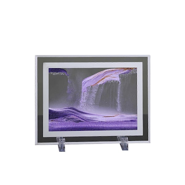 Elegant 3D Effekt Timglas Målning Vacker Skapar Atmosfär Glas Rörlig Sand Bild för Skrivbord Purple 5inch