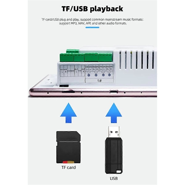 7 Tum Android 11 Musikförstärkare Ljudsystem 8 X 30W Roséguld