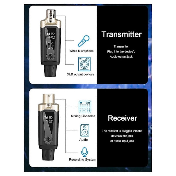 Trådlöst mikrofonsystem mikrofonkonverteradapter för kondensator dynamisk mikrofon