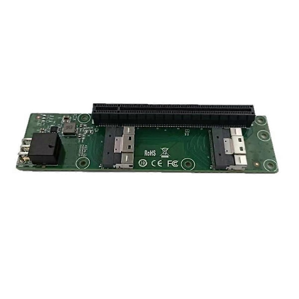 PCIe 5.0 X16 - MCIO 8i -sovitinkortti, 2-porttinen SFF8654 X8 - PCIe X16 -paikkainen nousukortti PCIe 5.0