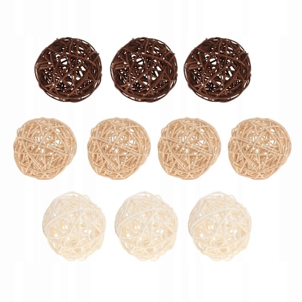 10x Dekorativa rottingbollar, diverse hängande bollar, fyllmedel för vas med 6 cm diameter