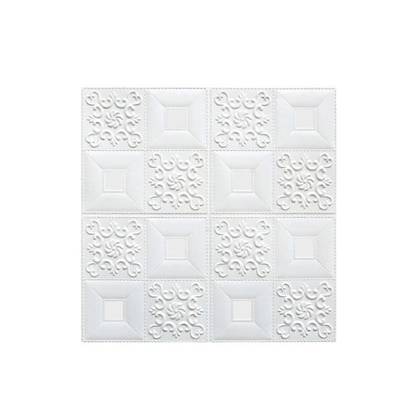 JiKaiX Självhäftande Väggplattor 3D Dekorativ Panel Texturerad Självhäftande Skum Väggdekal för Badrum Kök Stänkskydd White 4.5MM