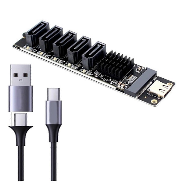 TYPE-C till 5-portars SATA3.0 Adapterkort Riserkort PC Dator Expansion