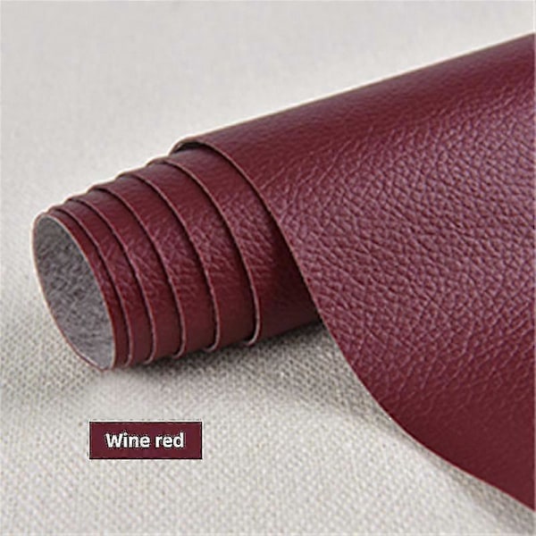 Självhäftande läder för soffreparation, möbelbordsstolsdekal, sitsväska, skoreparation Wine red 50x137cm