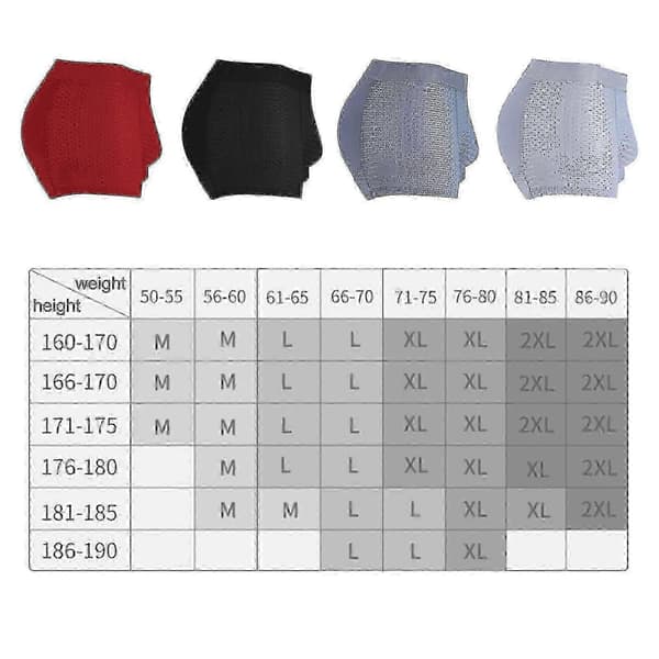 Andningsbara Nylon Ice Silk Herrkalsonger - Buttlyftande Design & Höftstöd Vadderade Underkläder Red L