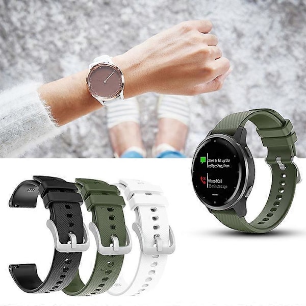 Kellon ranneke 20mm/22mm Ruudullinen Pehmeä Silikoninen Kellon Ranneke Vaihto Yhteensopiva Garmin Venu SQ/Venu/Vivoactive 3 4/Compatibleerunner 245 Army Green 20 mm