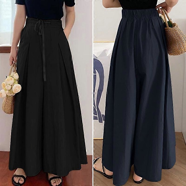 Dame Culottes Brede Ben Palazzo Lange Bukser Dame Pull On Bukser Nederdele Khaki 4xl