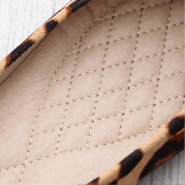 Moderigtige leopard sko, flade sko, spidse sko, fritidssko til kvinder (Khaki Leopard, størrelse 42)