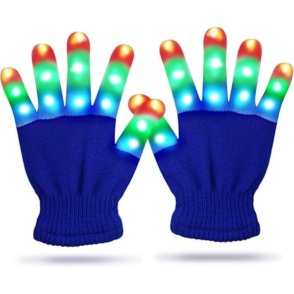 LED Fingerlys Handsker til Børn - Sjovt Legetøj til Børn - Gaver til Børn (Blå)