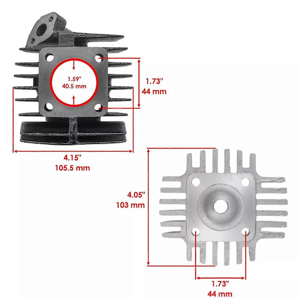 Caltric Cylinderkit för Suzuki JR50 1985-2006 Topplock Renoveringskit