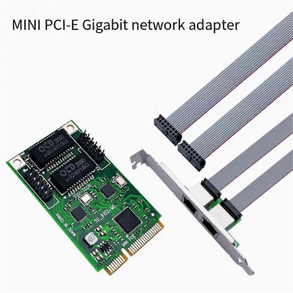 Mini PCIE Gigabit Nätverkskort PCIE till 2 Port RJ45 Nätverkskort