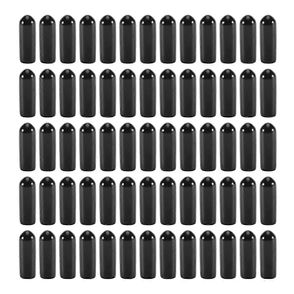 100 st Gummiändskydd 4 mm ID PVC Runda Rör Bultskydd Svart