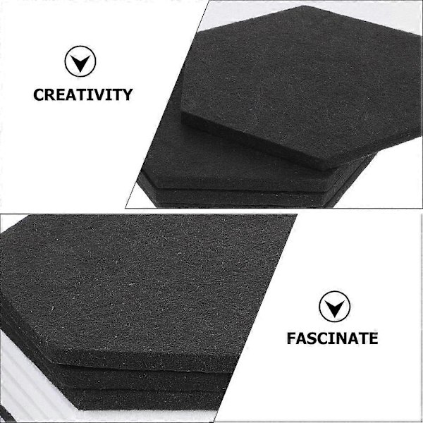 12 st DIY Hem Dekorativ Filt Board Hexagon Akustikpanel Självhäftande Väggdekal