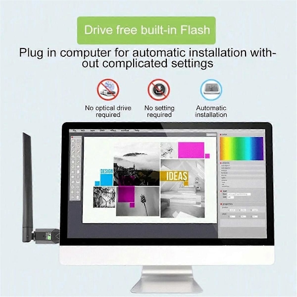 600 Mbps USB BT 5.0-adapter 2,4G 5 GHz Wi-Fi-antenn Dualband 802.11ac