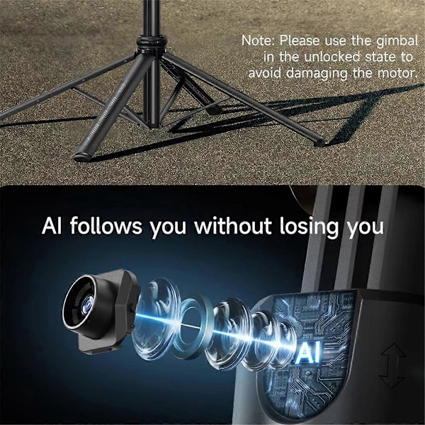C17 Monopod 360 Auto-Rotation AI Tracking Shootings Tripod Bluetooth Shutter til Telefonholder Trådløs Selfie Stick