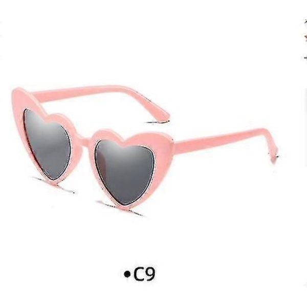 2 kpl Sydämenmuotoiset aurinkolasit naisille Vintage Cat Eye -aurinkolasit Mod-hääaurinkolasit Grey-pink