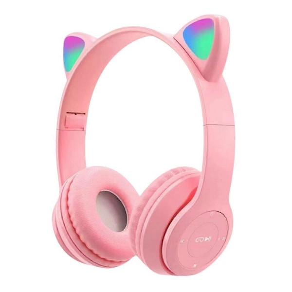 Peliheadset kissankorvilla, over-ear, stereobasso PC:lle ja puhelimelle (pinkki)
