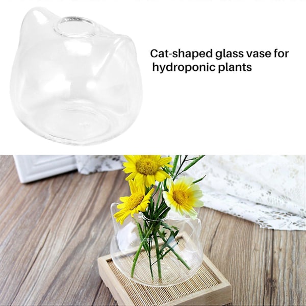 Kattformad Glasvas Hydroponisk Växt Blomvas Dekor Konstgåva