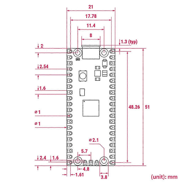För Pico 2 RP2350 Mikrokontrollerkort 520KB 150MHz,