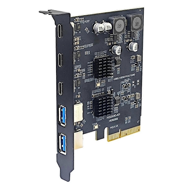 PCI Express X4 till 3 Port Typ C + 2 Port USB3.2 Gen2 10Gbps Adapter