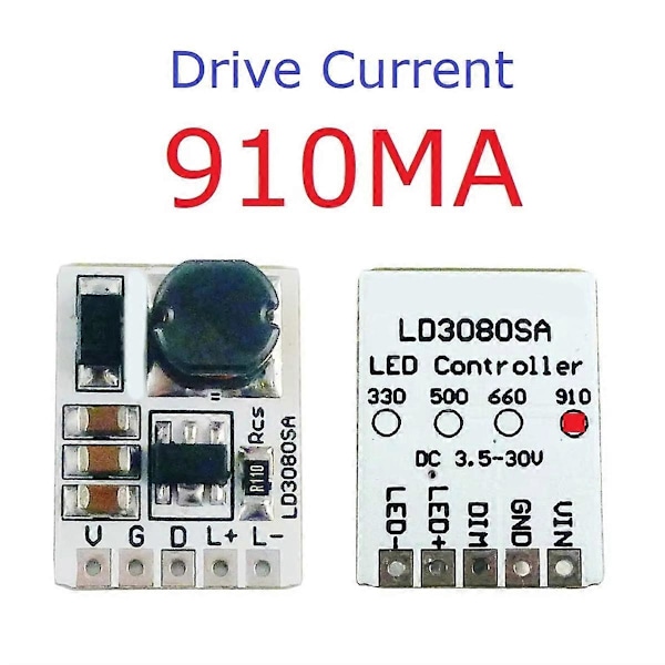 LD3080SA 20W DC 3.5-30V Jännitteenalennus HB LED-ohjainmoduuli 910MA