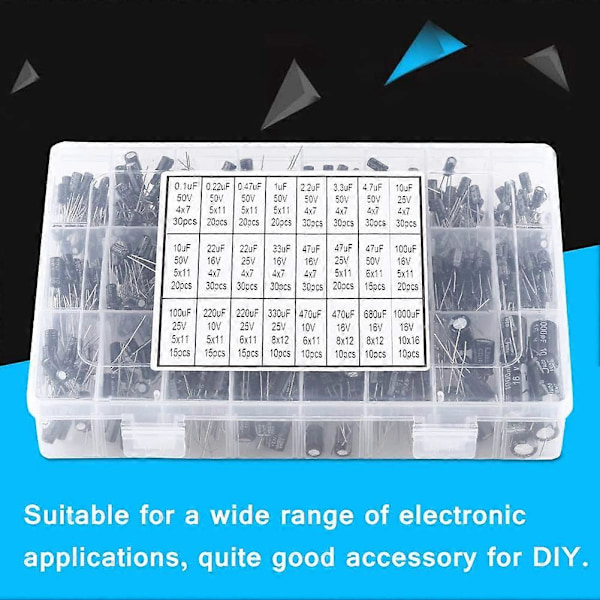 Kondensator Kit 500st Elektrolytkondensator 24 Värden Aluminium Radial Mikro Kondensatorer 16V-50V 0.1Uf〜1000Uf För Elektronisk Applikation