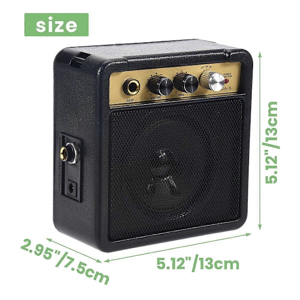 Mini Gitarrförstärkare Högtalare 5W Stödjer Volym- och Tonjustering