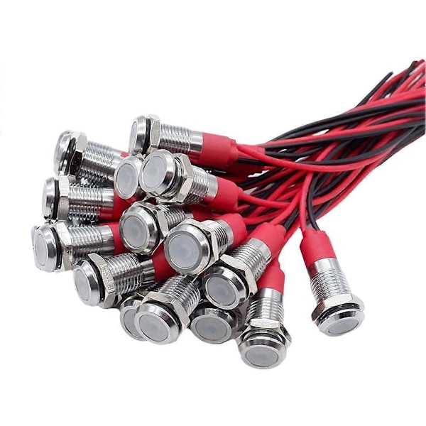 20 kpl 6 mm metalliset LED-varoitusvalot merkkivalo valkoinen