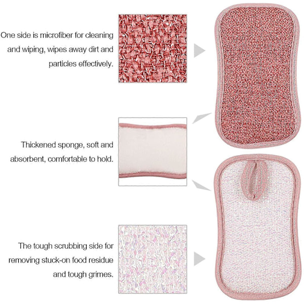 Disktrasor i mikrofiber - Kraftig rengöringssvamp i mikrofiber - Multifunktionell skrubbsvamp i mikrofiber för kök och badrum