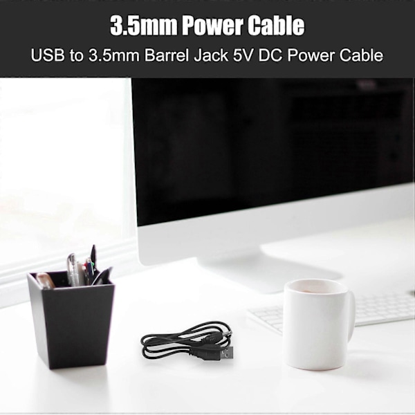 USB till 3,5 mm Cylinderkontakt 5V DC Strömkabel