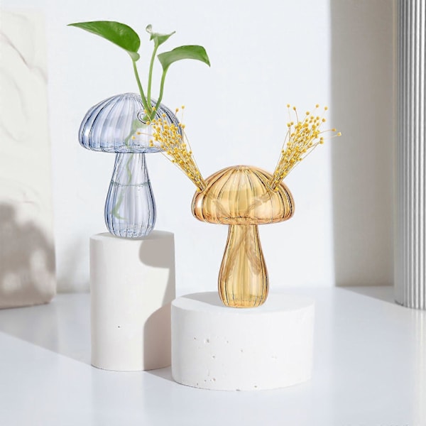 Gul Klar Svampformad Vas, Glasvas för Blommor Transparenta Växtbehållare Blomsterarrangemang