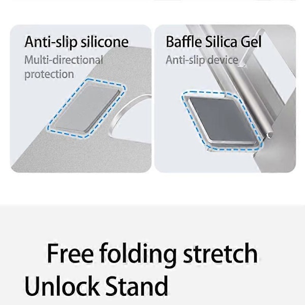 Laptop Stand Justerbar Foldbar Aluminium Bærbar Høj Kvalitet Computer Stand Egnet til Laptops Op Til 17.3 Tommer