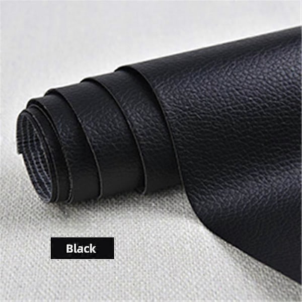 Självhäftande läder för soffreparation, möbelbordsstolsdekal, sitsväska, skoreparation Black 50x137cm